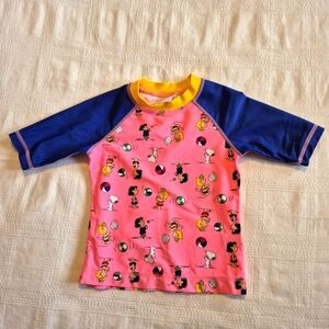 Hanna Andersson girls size 100 or 4 Peanuts character swim rashguard, VGUC